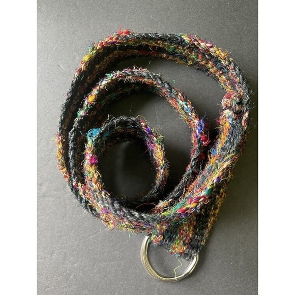 Handcrafted Woven Hemp Silk Braided Adjustable Hippie Unisex One Size Belt - Picture 3 of 6